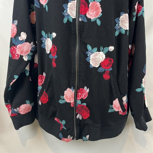 Torrid Floral Bomber Active Roses Stripe Ponte Zip Front Multicolor Jacket Sz 3 - Picture 5 of 8